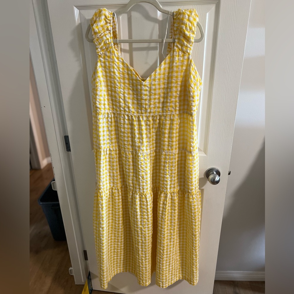 Yellow gingham maxi dress